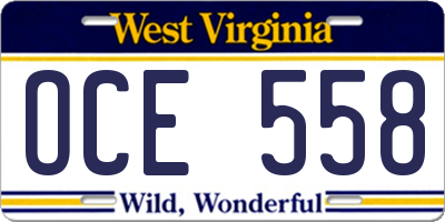 WV license plate OCE558