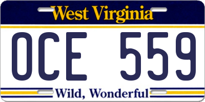 WV license plate OCE559