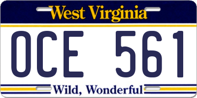 WV license plate OCE561