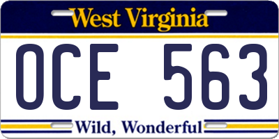 WV license plate OCE563