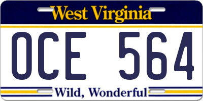 WV license plate OCE564