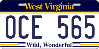 WV license plate OCE565