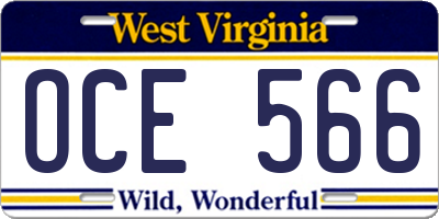 WV license plate OCE566