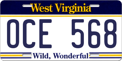 WV license plate OCE568