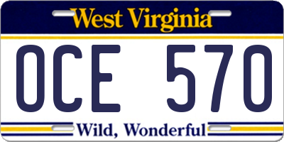WV license plate OCE570