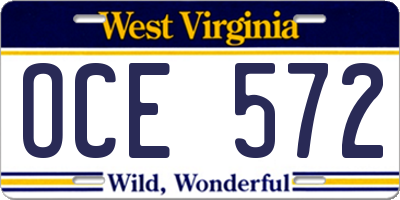 WV license plate OCE572