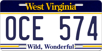 WV license plate OCE574