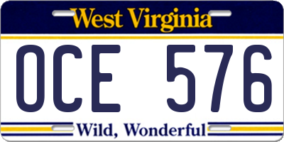 WV license plate OCE576