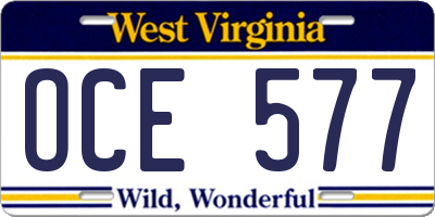WV license plate OCE577
