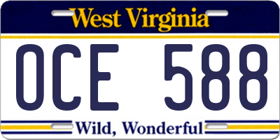 WV license plate OCE588
