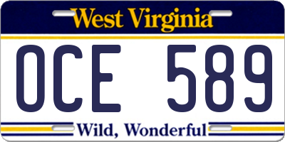 WV license plate OCE589