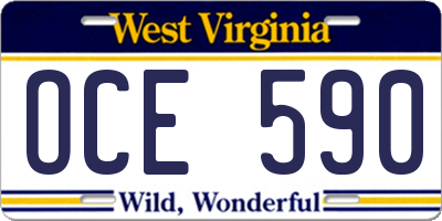 WV license plate OCE590