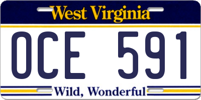 WV license plate OCE591