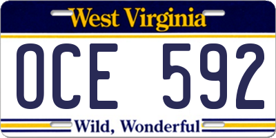 WV license plate OCE592