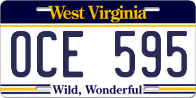 WV license plate OCE595