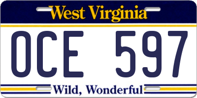 WV license plate OCE597