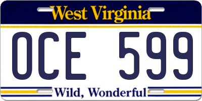 WV license plate OCE599