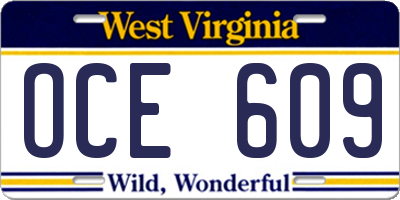 WV license plate OCE609
