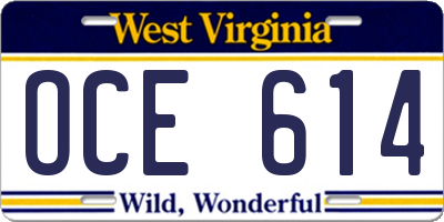 WV license plate OCE614