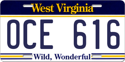 WV license plate OCE616
