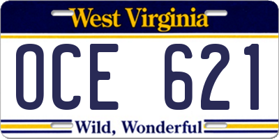 WV license plate OCE621