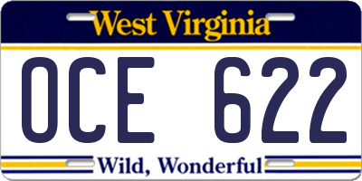WV license plate OCE622