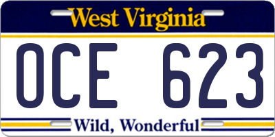 WV license plate OCE623