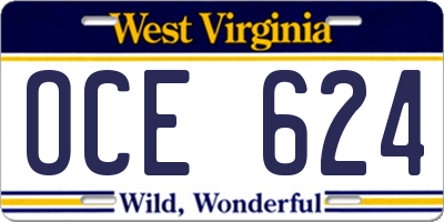 WV license plate OCE624