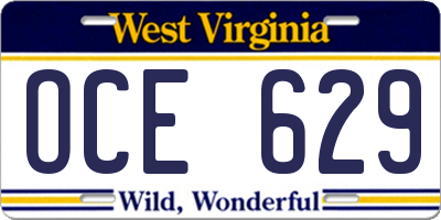 WV license plate OCE629