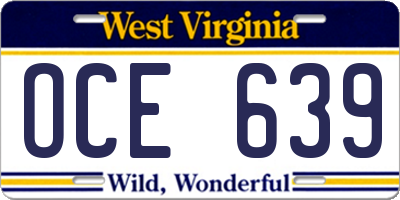 WV license plate OCE639