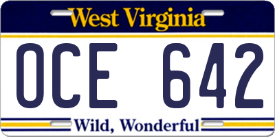 WV license plate OCE642