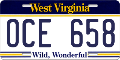 WV license plate OCE658