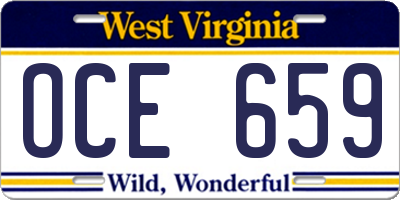 WV license plate OCE659
