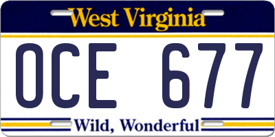 WV license plate OCE677