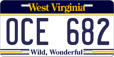 WV license plate OCE682