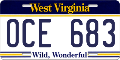WV license plate OCE683