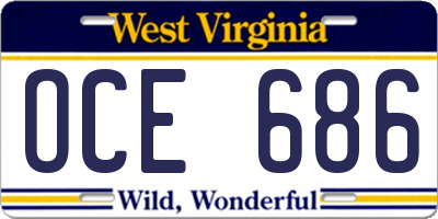 WV license plate OCE686