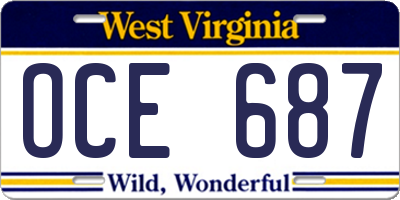WV license plate OCE687