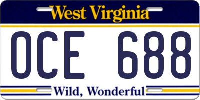 WV license plate OCE688