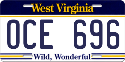 WV license plate OCE696