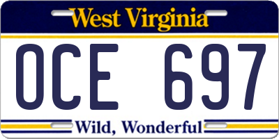 WV license plate OCE697