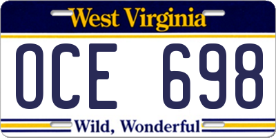 WV license plate OCE698