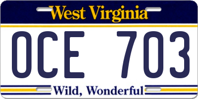 WV license plate OCE703