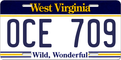 WV license plate OCE709
