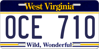 WV license plate OCE710