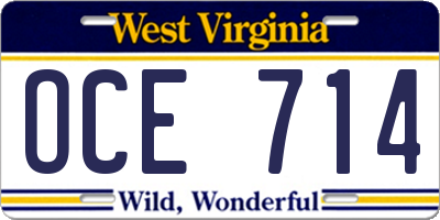 WV license plate OCE714