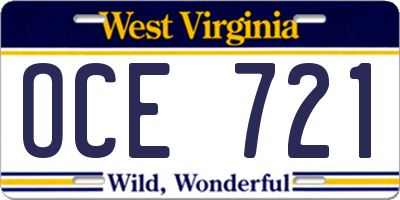 WV license plate OCE721
