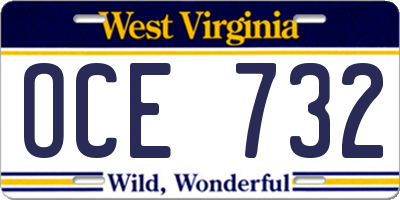 WV license plate OCE732