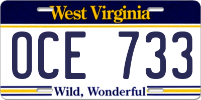 WV license plate OCE733