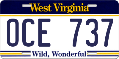 WV license plate OCE737